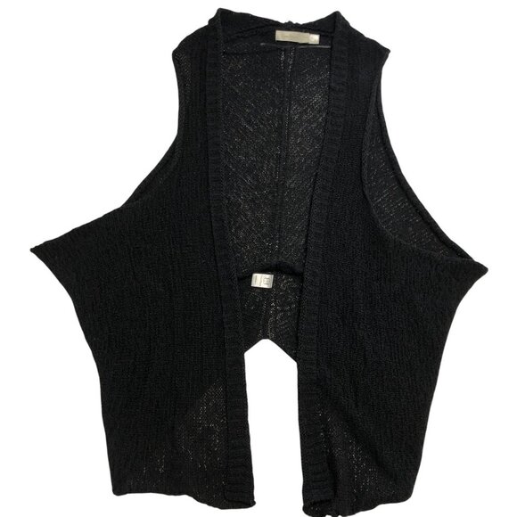 Y2K Costa Blanca Sleeveless Open Front Cardigan Sweater Vest Long Black Small - Picture 1 of 12
